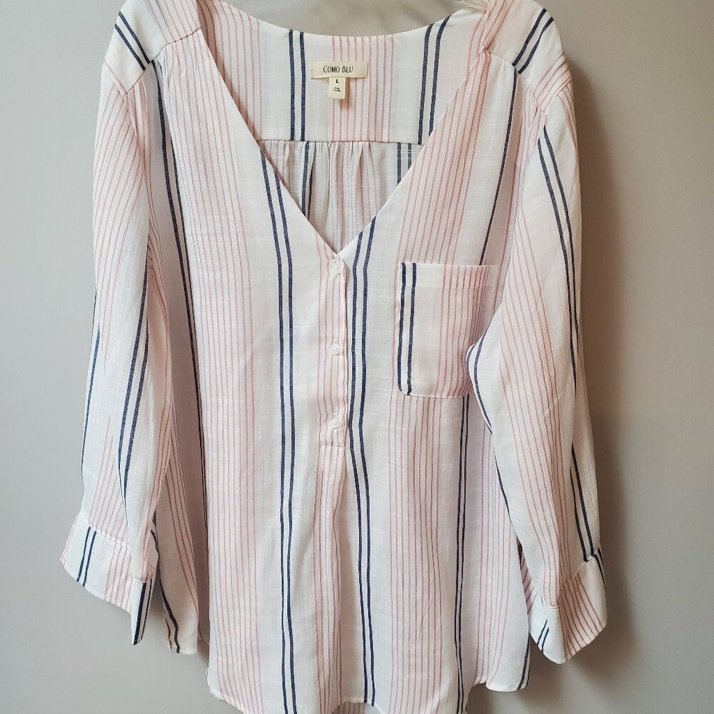 Como Blu Stripe Shirt/Blouse